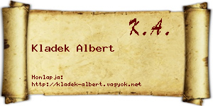 Kladek Albert névjegykártya